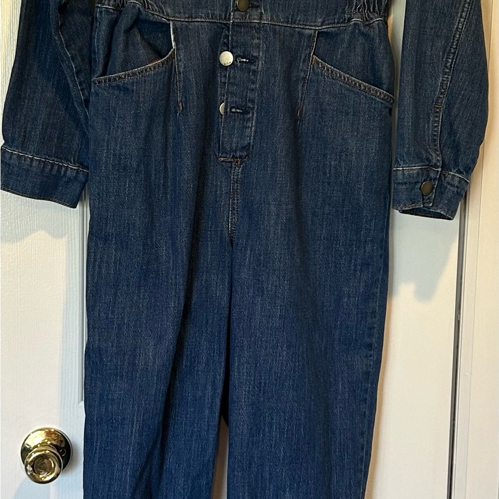 Medium Wash Denim Jumpsuit with Button Front by Ana